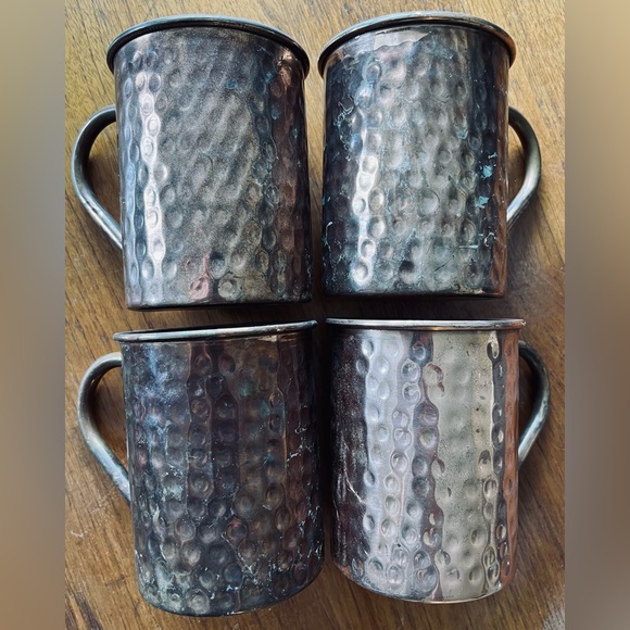 Solid Hammered Copper Mugs Set of 4 - Picture 1 of 3